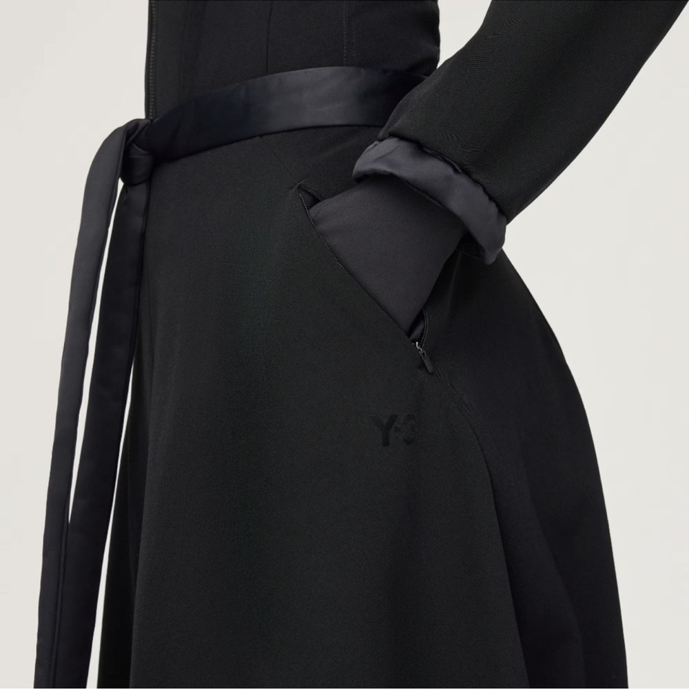 ADIDAS Y3 YOHJI YAMAMOTO Black Tie Waist Maxi Skirt NWOT M - Picture 6 of 12